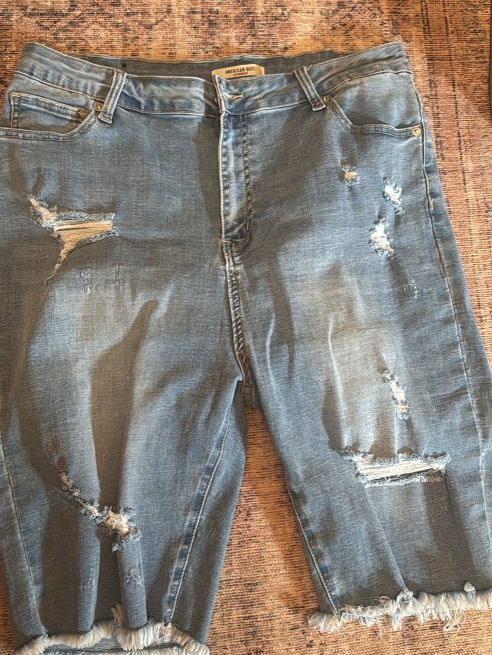 Chic Soul Distressed Light Blue Jean Shorts
